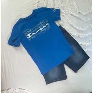 Champion Boys T-Shirt with Wonder Nation Boys Jean Shorts as a Set